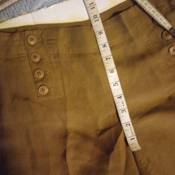 Larry Levine wide leg lenin trousers with button closure - Picture 6 of 9